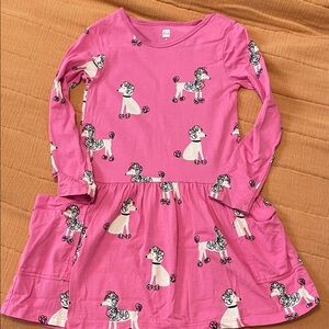 Pink Poodle Print Kids Dress